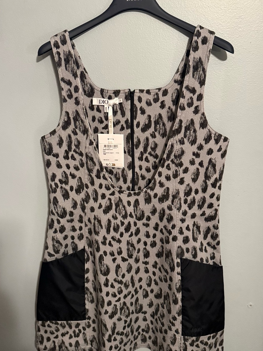 Dior Leopard-Print Sleeveless Jumper Dress, Gray and Black
